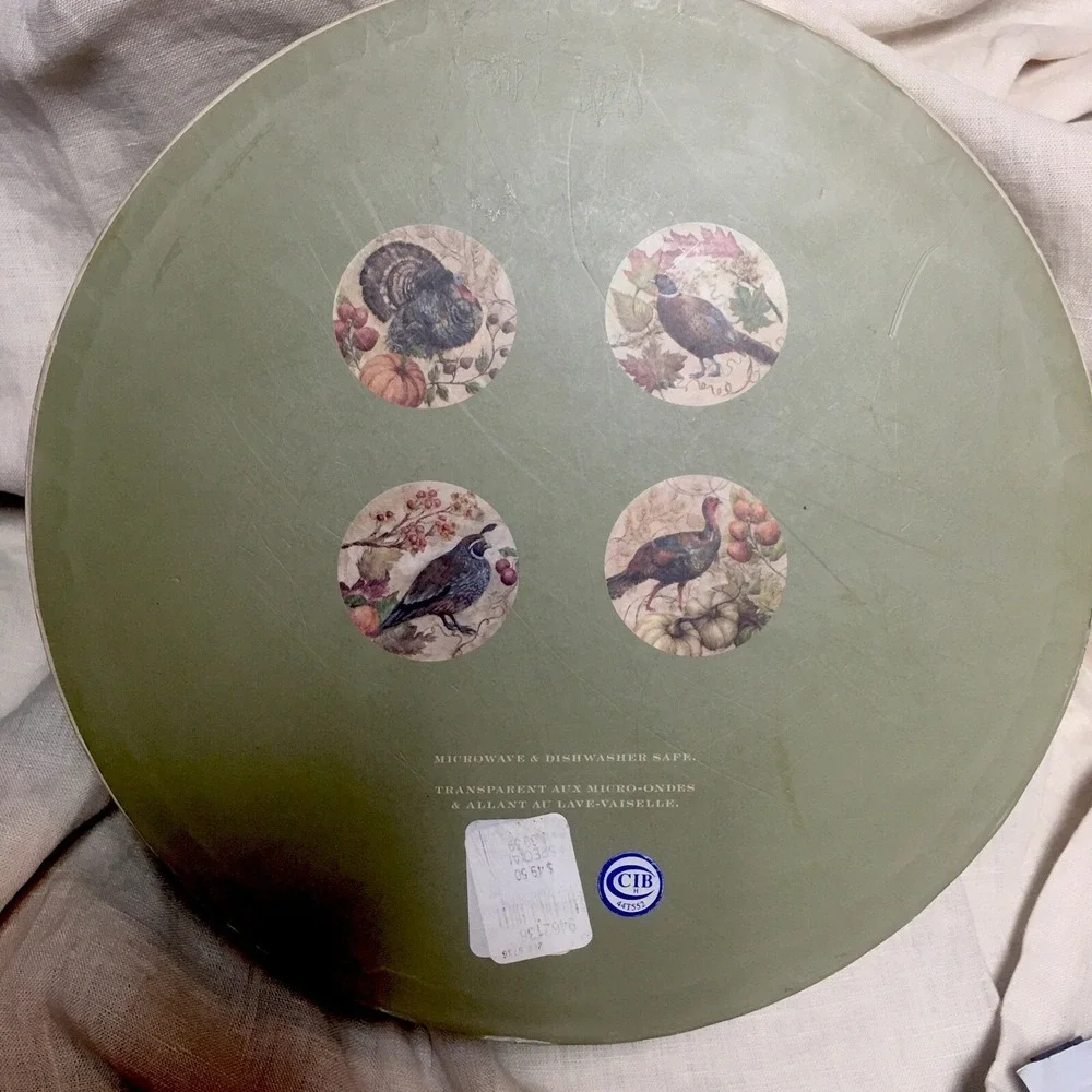 Pottery Barn Fresco Birds Turkey Thanksgivings‎ Salad Dessert Plates Set OF 4